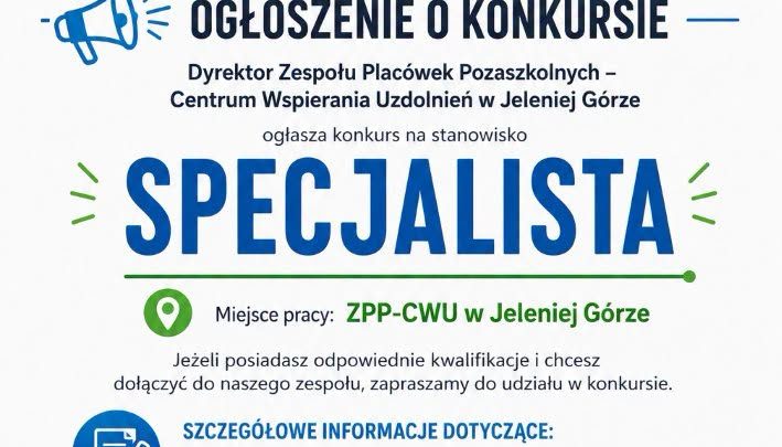 Informacja o naborze na wolne stanowisko pracy “Specjalista”